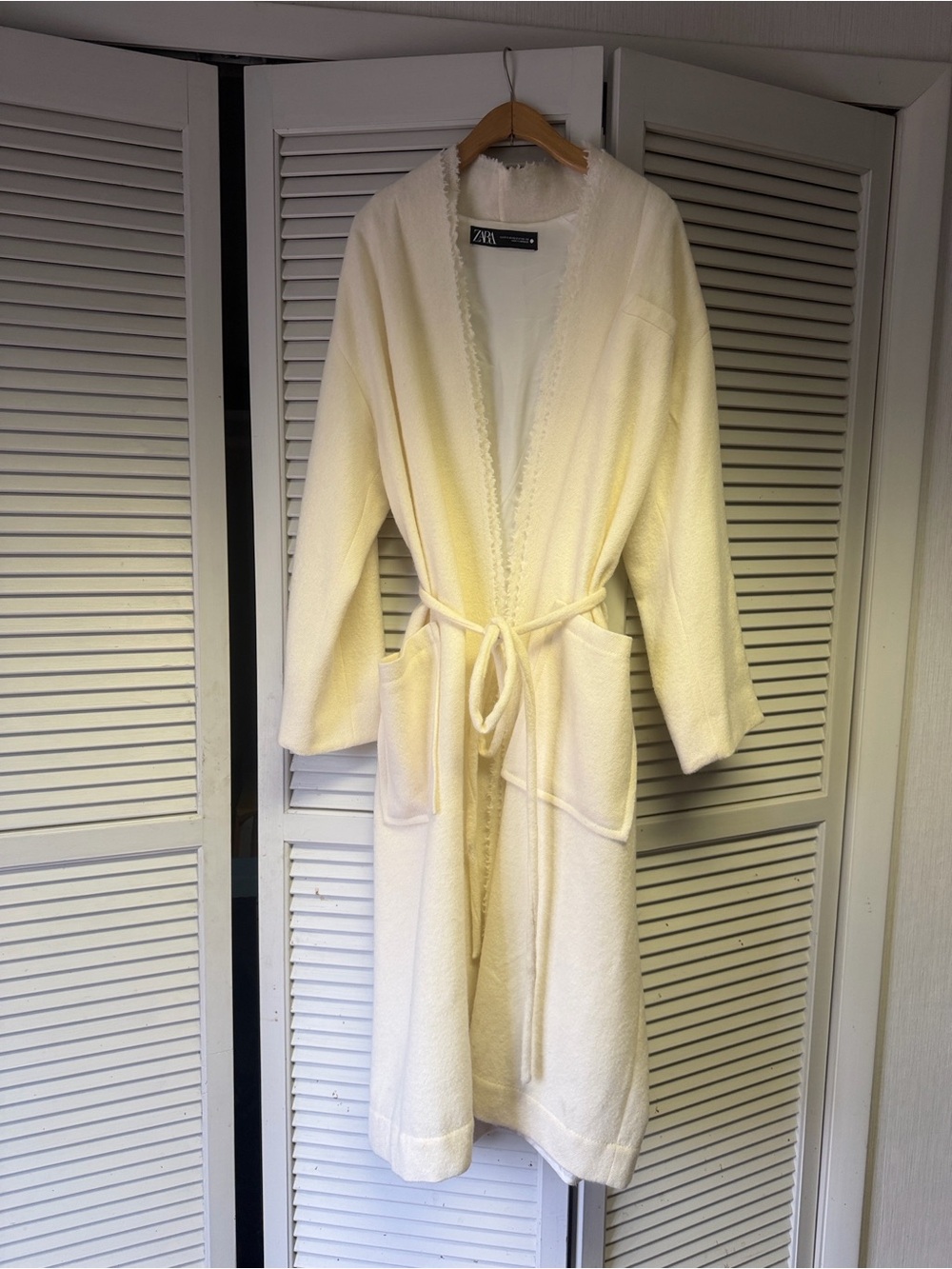 Zara Ivory spring wool coat XS
